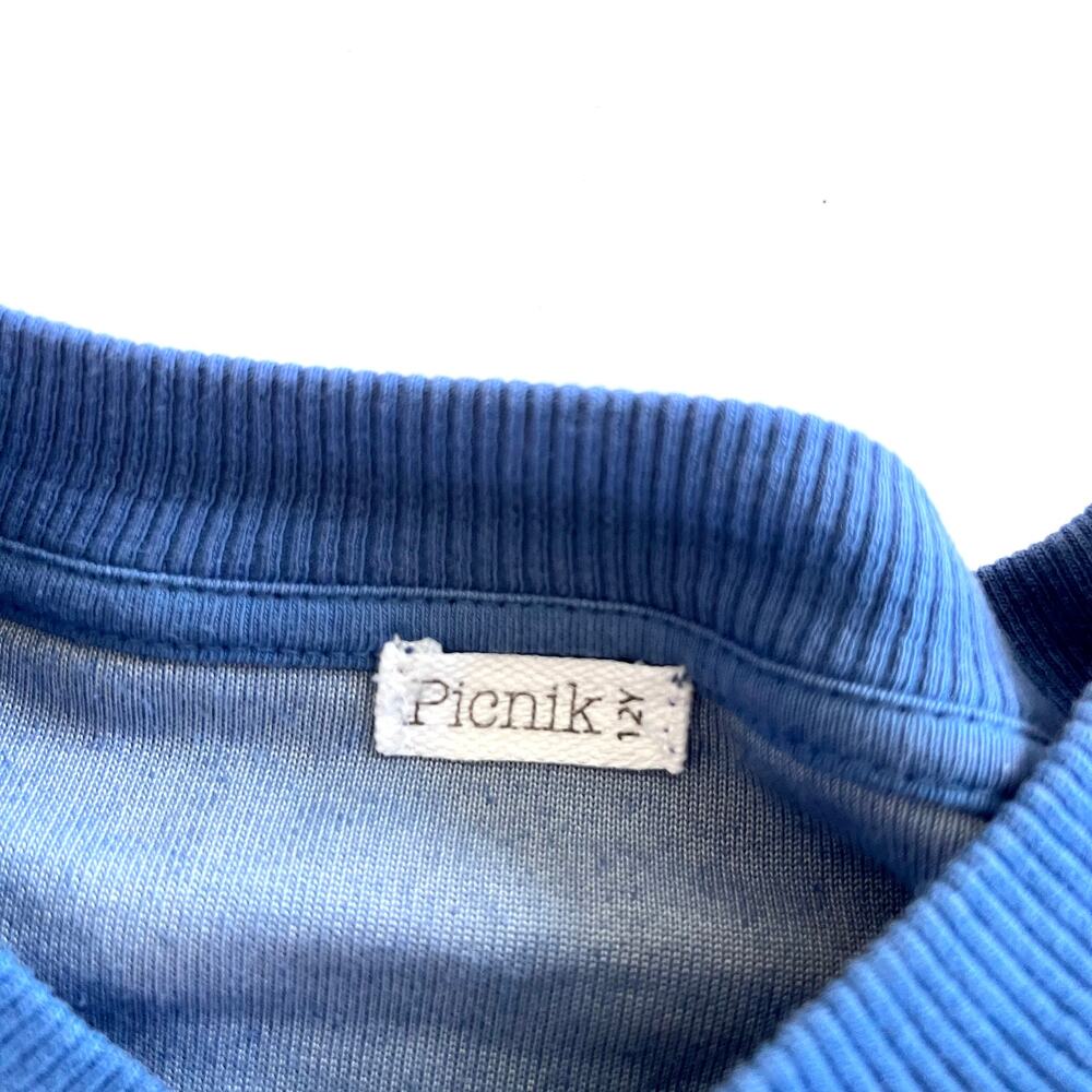 Picnik girls designer blue velour puff sleeve sweatshirt - Picture 5 of 7